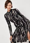 Tie Dye Soft Knit Midi Dress, Black, large