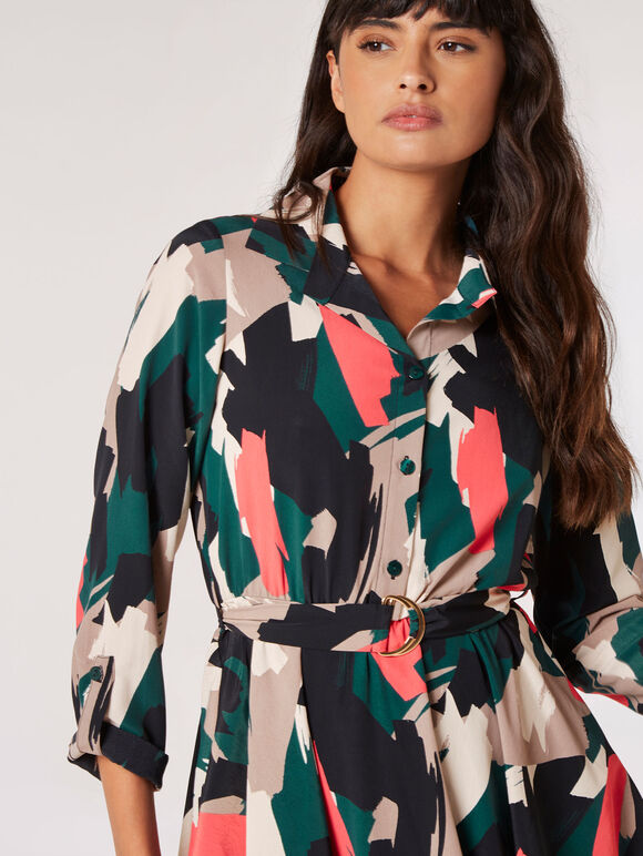 Brushstroke Hanky Hem Mini Dress, Green, large