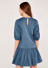 V Yoke Dress, Blue, large