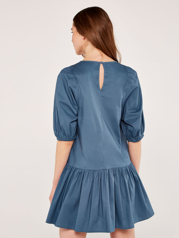 V Yoke Dress, Blue, large
