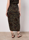 Batik Leaf Wrap Midi Skirt, Black, large