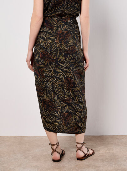 Batik Leaf Wrap Midi Skirt