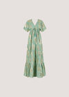 Gold Foil Floral Maxi Dress, Mint, large