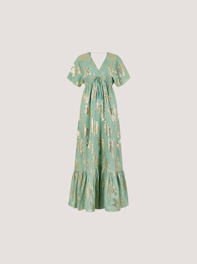 Gold Foil Floral Maxi Dress