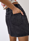 Denim Mini Skirt, Black, large