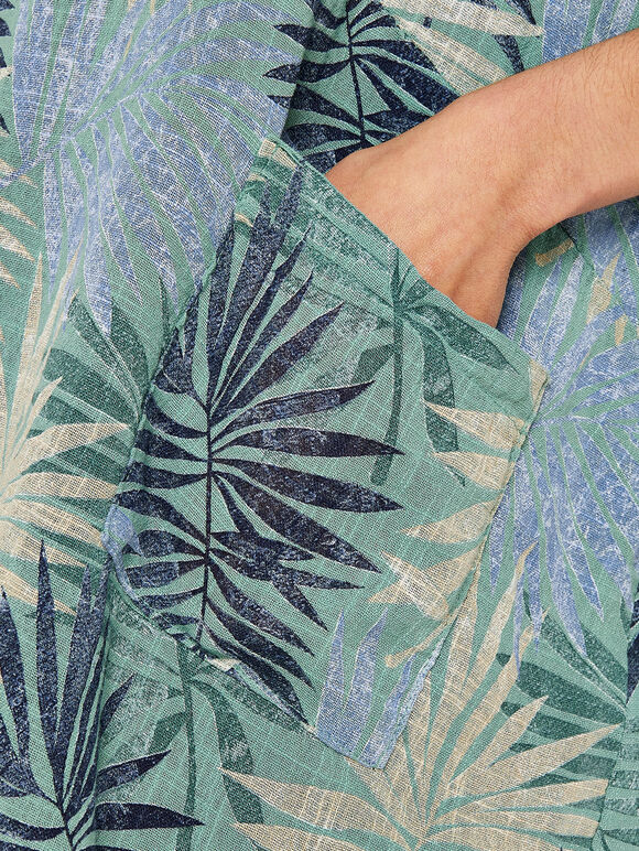 Tropical  Oversized Top, Aqua - Turquoise, large