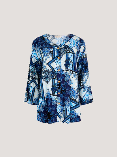 Patchwork Scarf Print Blouse