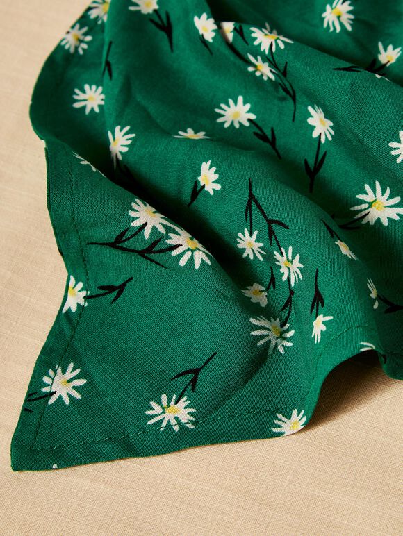 Daisy Print Head Scarf, Green, large