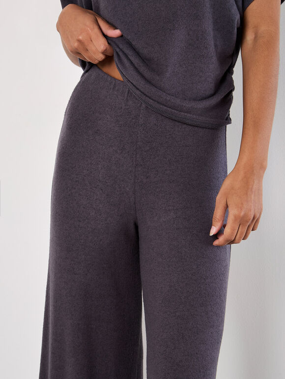 Soft Touch Wide Leg Trousers, Dark Grey - Charcoal, large