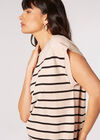 Breton Stripe Longline Knitted Top, Stone, large