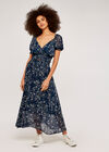 Floral Puff Sleeve Top, Navy, large