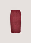 Split Front Suede Pencil Skirt, Burgundy, large