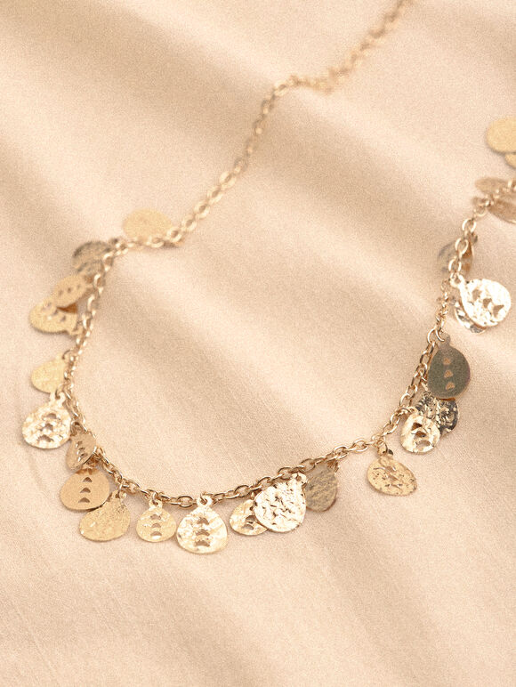 Gold Tone Charms Necklace, Gold, large