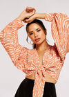 Zebra crop knot top, Coral, large
