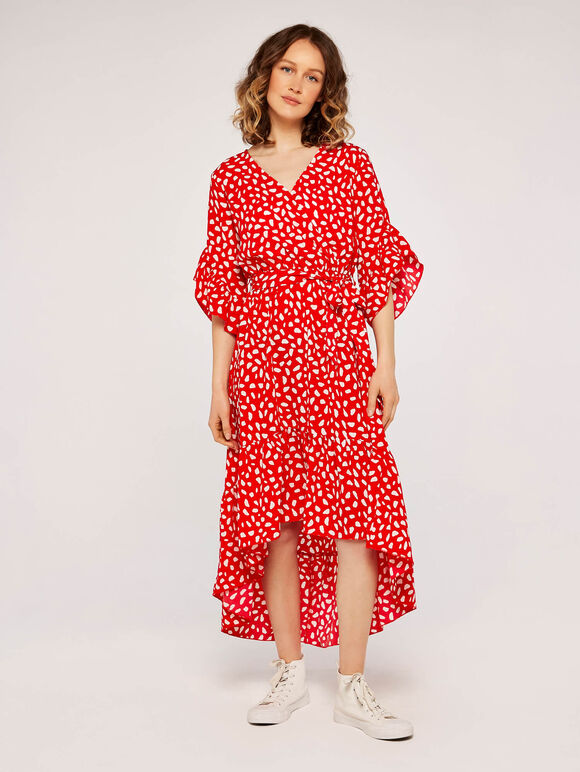 Rock Ruffle Wrap Dress, Red, large