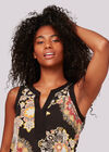 Mandala Solid Border Shift Dress, Black, large
