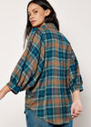 Soft Touch Balloon Sleeve Check Shirt, Brown, large