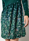 Floral Print Soft Knit Skater Mini Dress, Green, large