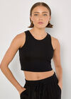 Racer Knitted Crop Top, Black, large