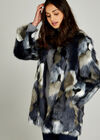 Navy Patchwork Faux Fur Jacket, Navy, large