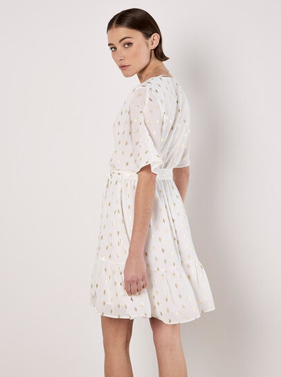 Gold Foil Diamond Wrap Mini Dress