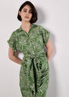 Palm Leaf Shirt Midi Dress, Green, large