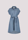 Denim Shirt Mini Dress, Blue, large