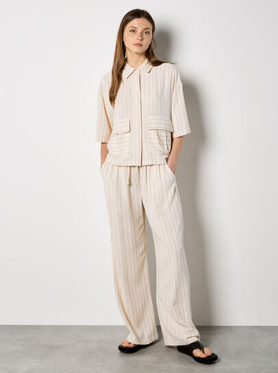 Pinstripe Linen Blend Shirt
