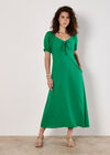 Tie Detail Milkmaid Midaxi Dress, Green, large