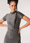Sparkle Ruched Wrap Dress, Silver, large