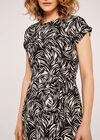 Brushstroke Print  Midi Dress, Black, large