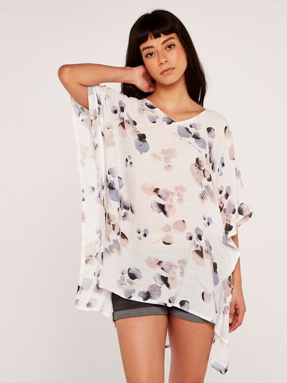 Painted Leaves Top, Cream, large