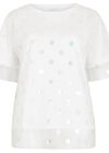 Metallic Mesh Layer Tee, White, large