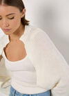 Batwing Cropped Cardigan, White, large