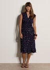 Ditsy Floral Ruffle Midi Dress, Navy, large