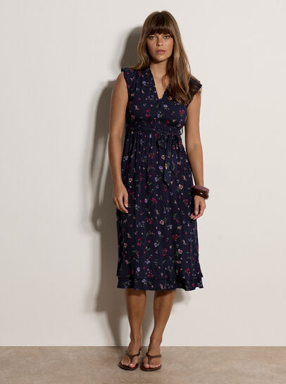 Ditsy Floral Ruffle Midi Dress