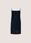 Sequin Ruched Cami Mini Dress, Navy, large