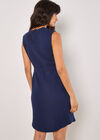 Textured Cotton Button Down Mini Dress, Navy, large