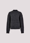 Plaited Knit Mock Neck Jumper, Grey, large