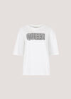 Rhinestone Queen Cotton T-Shirt, White, large