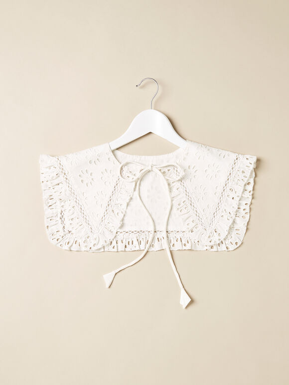 Broidery Lace Collar, White, large