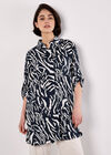 Zebra Print Oversized Shirt, Navy, large