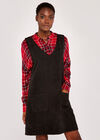 Corduroy 2 Pocket Pinafore Dress, Black, large