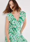 Tropical Leaf Ruffle Wrap Midi Dress, Cream, large