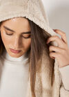 Fleece Waterfall Hooded Cardigan, Stone, large