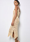 Hand-Knit Crochet Midi Dress, Stone, large