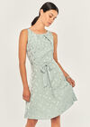 Jacquard Spot 2 Pleat Skater Dress, Mint, large