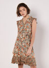 Ditsy Floral Ruffle Mini Dress, Khaki, large