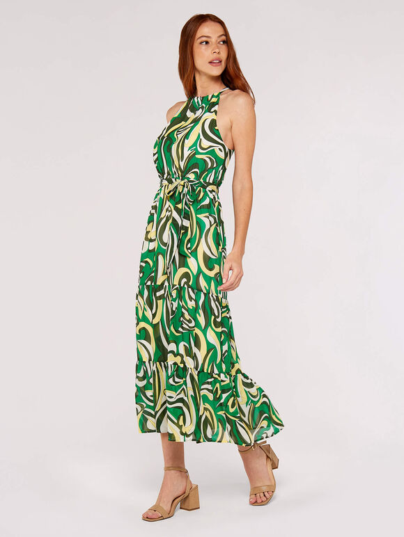 Swirl  Halterneck Dress, Green, large