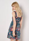 Postcard Floral Print Mini Dress, Navy, large